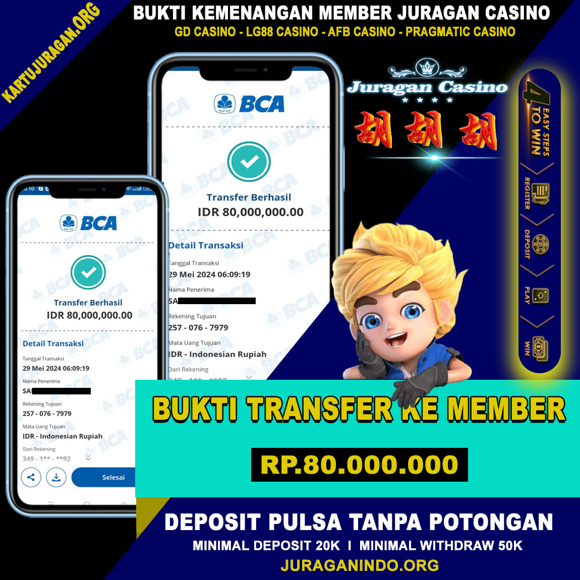 BUKTI KEMENANGAN MEMBER SETIA JURAGAN CASINO