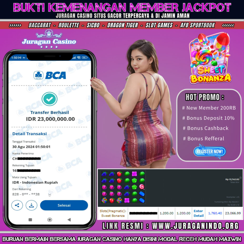 BUKTI KEMENANGAN MEMBER SETIA JURAGAN CASINO TGL 29 Agustus 2024