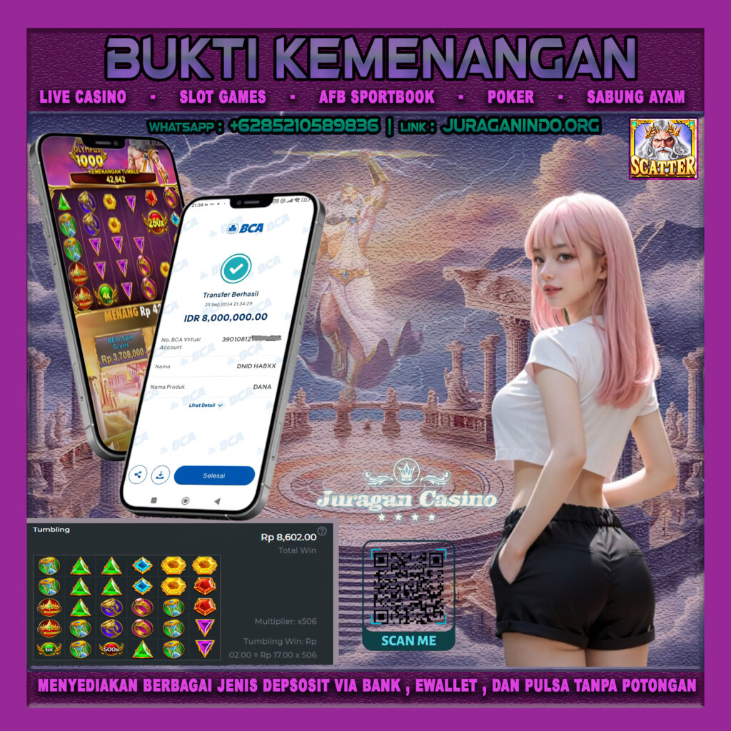 BUKTI KEMENANGAN MEMBER SETIA JURAGAN CASINO TGL 26 September 2024