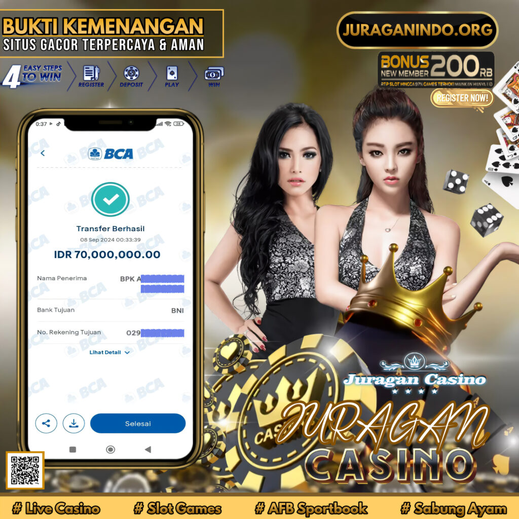 BUKTI KEMENANGAN MEMBER SETIA JURAGAN CASINO TGL 08 September 2024