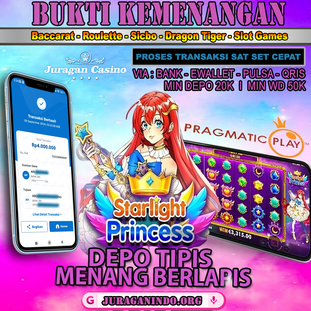 BUKTI KEMENANGAN MEMBER SETIA JURAGAN CASINO TGL 09 September 2024