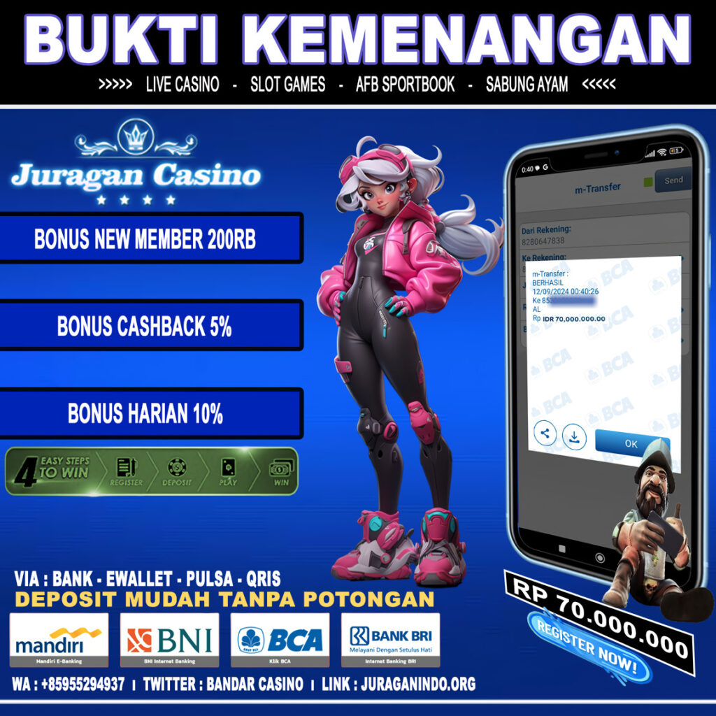 BUKTI KEMENANGAN MEMBER SETIA JURAGAN CASINO TGL 12 September 2024