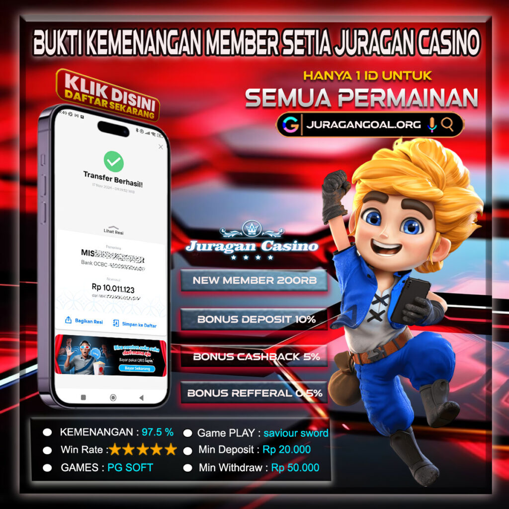 BUKTI KEMENANGAN MEMBER SETIA JURAGAN CASINO TGL 17 NOVEMBER 2024