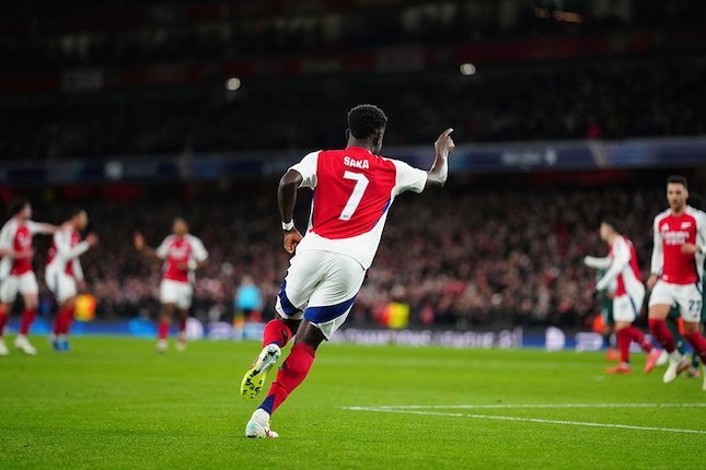 Momen selebrasi gol Bukayo Saka di laga Arsenal vs AS Monaco, Liga Champions 2024/2025