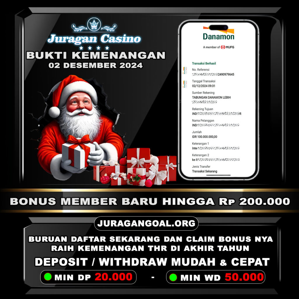 BUKTI KEMENANGAN MEMBER SETIA JURAGAN CASINO