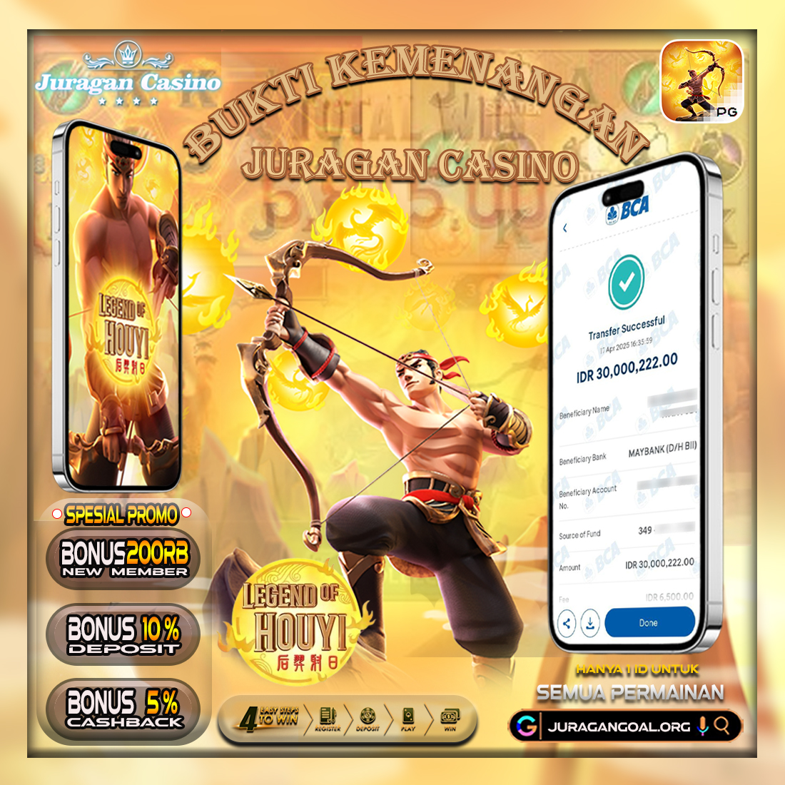 BUKTI KEMENANGAN MEMBER SETIA JURAGAN CASINO 17 APRIL 2025
