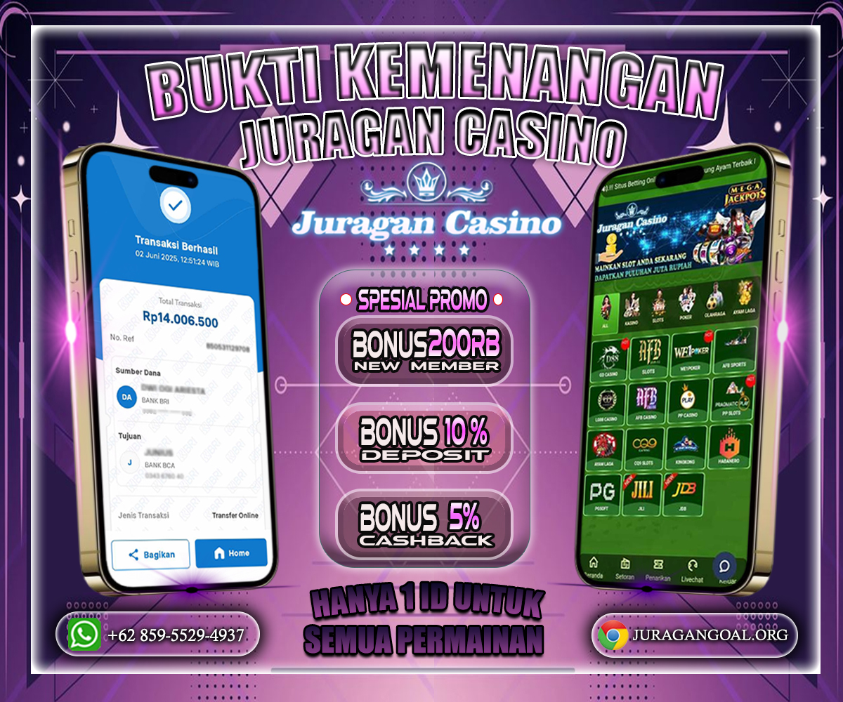 BUKTI KEMENANGAN MEMBER SETIA JURAGAN CASINO 02 JUNI 2025