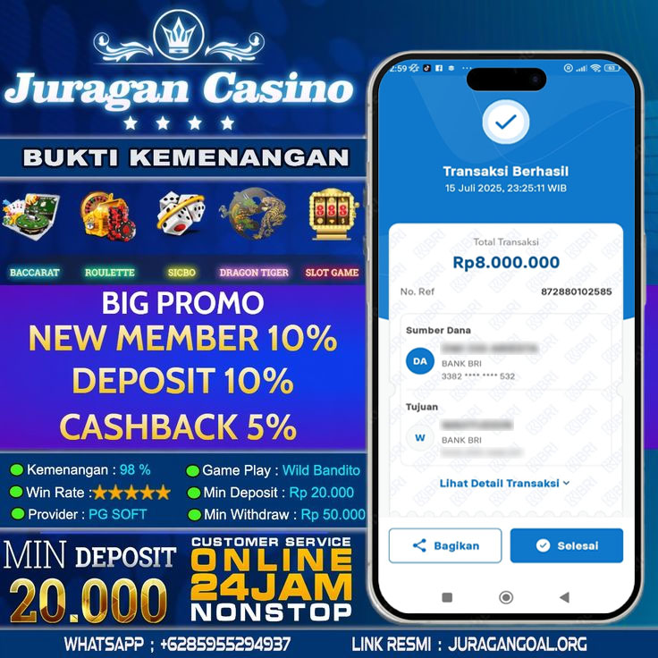 BUKTI KEMENANGAN MEMBER SETIA JURAGAN CASINO 16 JULI 2025